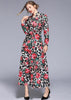 Vestido Longo Estampado Manga Longa
