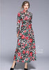 Vestido Longo Estampado Manga Longa