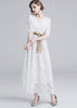 Vestido Longo Branco Renda Simples Meia Manga