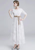 Vestido Longo Branco Renda Simples Meia Manga