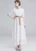 Vestido Longo Branco Renda Simples Meia Manga