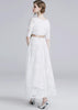 Vestido Longo Branco Renda Simples Meia Manga