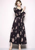 Vestido Longo de Crepe de Seda Estampado
