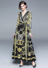 Vestido Longo Estampado Decote Transpassado