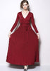 Vestido Longo Canelado Decote Transpassado Manga longa