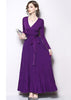 Vestido Longo Canelado Decote Transpassado Manga longa