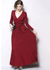 Vestido Longo Canelado Decote Transpassado Manga longa