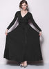 Vestido Longo Canelado Decote Transpassado Manga longa