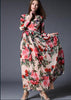Vestido Longo Estampado Manga Longa Casual