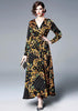 Vestido Longo Estampada Decote Transpassado