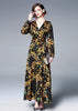Vestido Longo Estampada Decote Transpassado