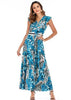 Vestido Longo com Fenda e Babado Estampado