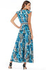 Vestido Longo com Fenda e Babado Estampado