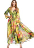 Vestido Esvoaçante Longo Estampado Floral com Manga