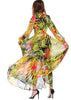 Vestido Esvoaçante Longo Estampado Floral com Manga