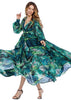 Vestido Esvoaçante Longo Estampado Floral com Manga