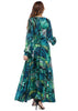 Vestido Esvoaçante Longo Estampado Floral com Manga