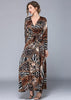 Vestido Longo Estampa Animal Print Manga Longa