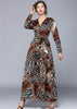 Vestido Longo Estampa Animal Print Manga Longa
