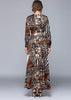 Vestido Longo Estampa Animal Print Manga Longa