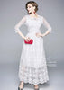 Vestido Evasê de Renda Longo Branco para Festa
