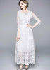 Vestido Evasê de Renda Longo Branco para Festa