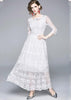 Vestido Evasê de Renda Longo Branco para Festa