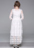 Vestido Evasê de Renda Longo Branco para Festa