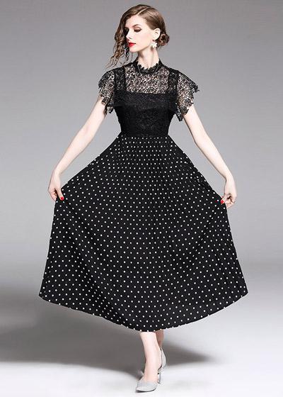 Vestido Estampado com Renda em Cima