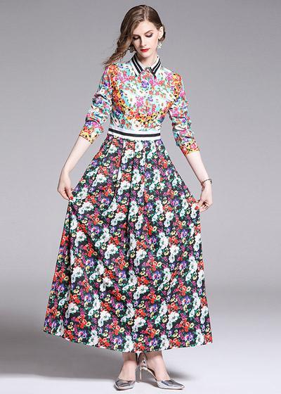 Vestido Longo Floral Festa Casamento Manga Longa