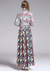 Vestido Longo Floral Festa Casamento Manga Longa