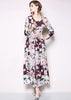 Vestido Longo Floral Manga Comprida