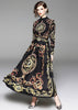 Vestido Longo Estampado com Manga Estilo Vintage