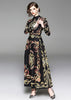 Vestido Longo Estampado com Manga Estilo Vintage