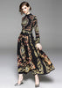 Vestido Longo Estampado com Manga Estilo Vintage