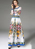 Vestido Longo Floral Fundo Branco com Manga