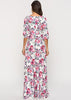 Vestido Longo Floral Fundo Branco Manga Longa