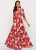 Vestido Longo Floral Fundo Branco Manga Longa