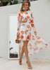 Vestido Estampado Curto na Frente e Longo Atras