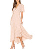 Vestido Longo Transpassado Manga Flare