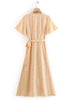 Vestido Longo Transpassado Manga Flare