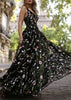 Vestido Longo Tule Bordado Flores