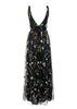 Vestido Longo Tule Bordado Flores