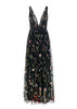 Vestido Longo Tule Bordado Flores