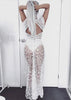 Vestido Longo de Renda Branco com Transparencia
