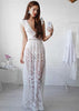 Vestido Longo de Renda Branco com Transparencia