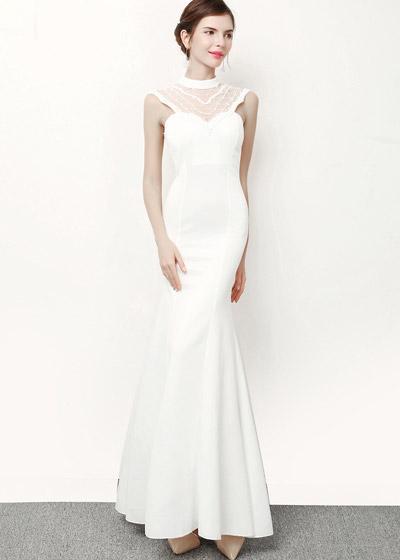 Vestido Longo Sereia Festa Tule Bordado com Pedrarias