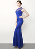 Vestido Longo Sereia Festa Tule Bordado com Pedrarias