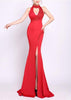 Vestido Longo Madrinha Festa Sereia Decote Gota com Fenda