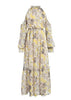 Vestido Longo Ombro Vazado Longo Estampado Gola Alta
